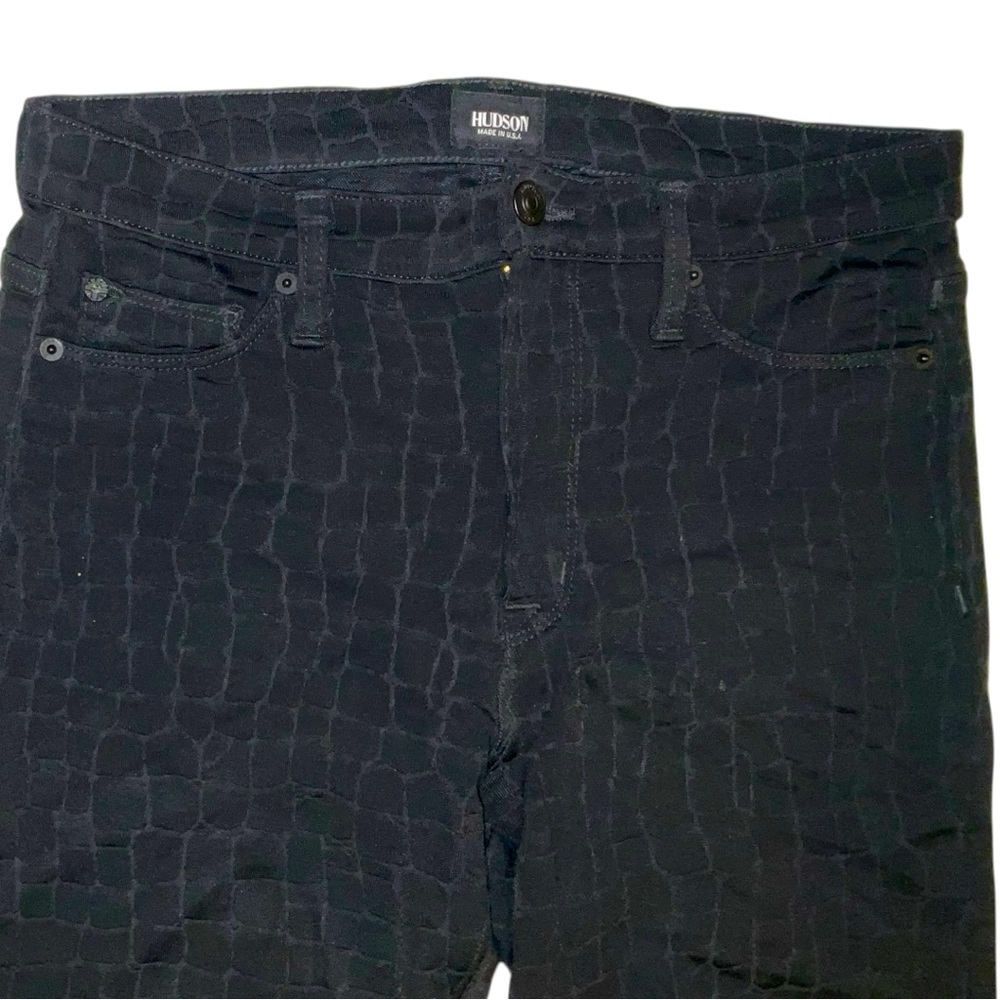 Hudson Black Pants Barbara High Waist Super Skinny Crocodile Texture 30 Stretch‎